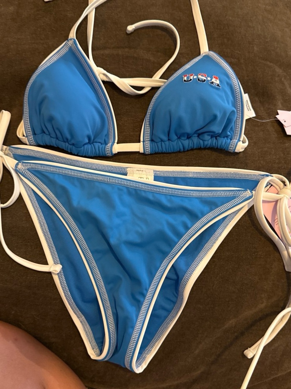 Target Blue and White Two-Piece Swim Bikini with USA Accent